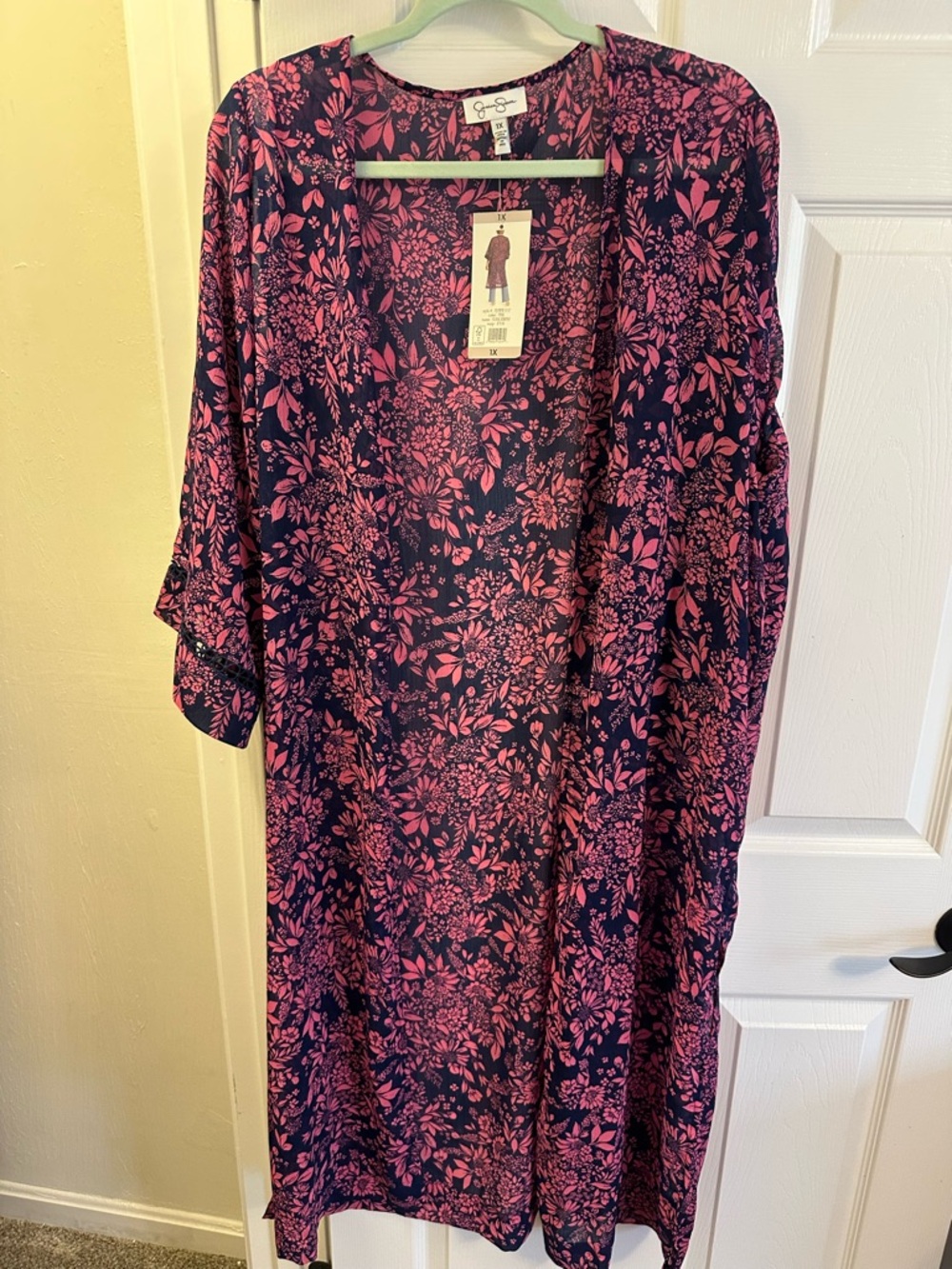 Jessica Simpson Pink Floral Kimono on Purple